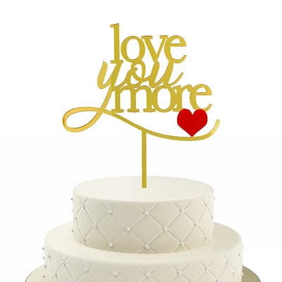 Νέο Happy Valentine`s Day Cake Topper Χρυσό Ακρυλικό Κόκκινο Love Wedding Cupcake Topper for Wedding Party Cake Decorations Επιδόρπιο