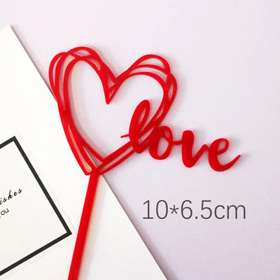 Νέο Happy Valentine`s Day Cake Topper Χρυσό Ακρυλικό Κόκκινο Love Wedding Cupcake Topper for Wedding Party Cake Decorations Επιδόρπιο