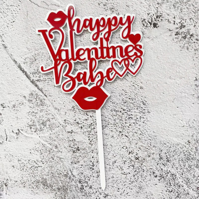 Νέο Happy Valentine`s Day Cake Topper Χρυσό Ακρυλικό Κόκκινο Love Wedding Cupcake Topper for Wedding Party Cake Decorations Επιδόρπιο