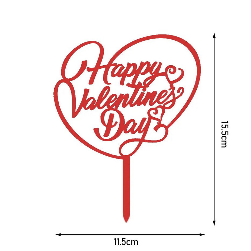 Naujas laimingos Valentino dienos torto užpilas Auksinis akrilinis raudonas meilės vestuvinių tortų kepuraitės, skirtas vestuvių vakarėliui papuošti desertą