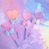 2τμχ Ακρυλικό Topper Γαμήλιας Τούρτας Glitter Love Stars Laser Cupcake Topper Flags για Διακοσμήσεις τούρτας γενεθλίων Baby Shower