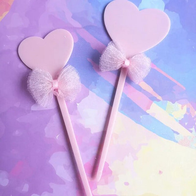 2τμχ Ακρυλικό Topper Γαμήλιας Τούρτας Glitter Love Stars Laser Cupcake Topper Flags για Διακοσμήσεις τούρτας γενεθλίων Baby Shower