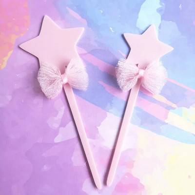 2τμχ Ακρυλικό Topper Γαμήλιας Τούρτας Glitter Love Stars Laser Cupcake Topper Flags για Διακοσμήσεις τούρτας γενεθλίων Baby Shower