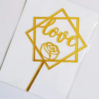Νέο 2022 Love Wedding Cake Topper Gold Heart Wedding Cupcake Topper για Διακοσμήσεις για πάρτι για την ημέρα του Αγίου Βαλεντίνου