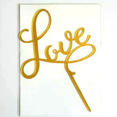 Νέο 2022 Love Wedding Cake Topper Gold Heart Wedding Cupcake Topper για Διακοσμήσεις για πάρτι για την ημέρα του Αγίου Βαλεντίνου