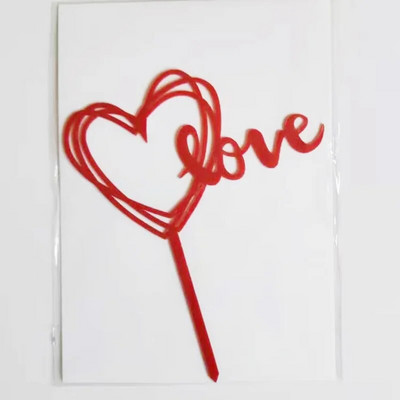 Νέο 2022 Love Wedding Cake Topper Gold Heart Wedding Cupcake Topper για Διακοσμήσεις για πάρτι για την ημέρα του Αγίου Βαλεντίνου