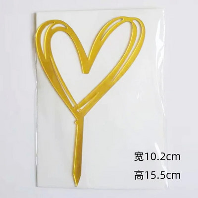 Νέο 2022 Love Wedding Cake Topper Gold Heart Wedding Cupcake Topper για Διακοσμήσεις για πάρτι για την ημέρα του Αγίου Βαλεντίνου