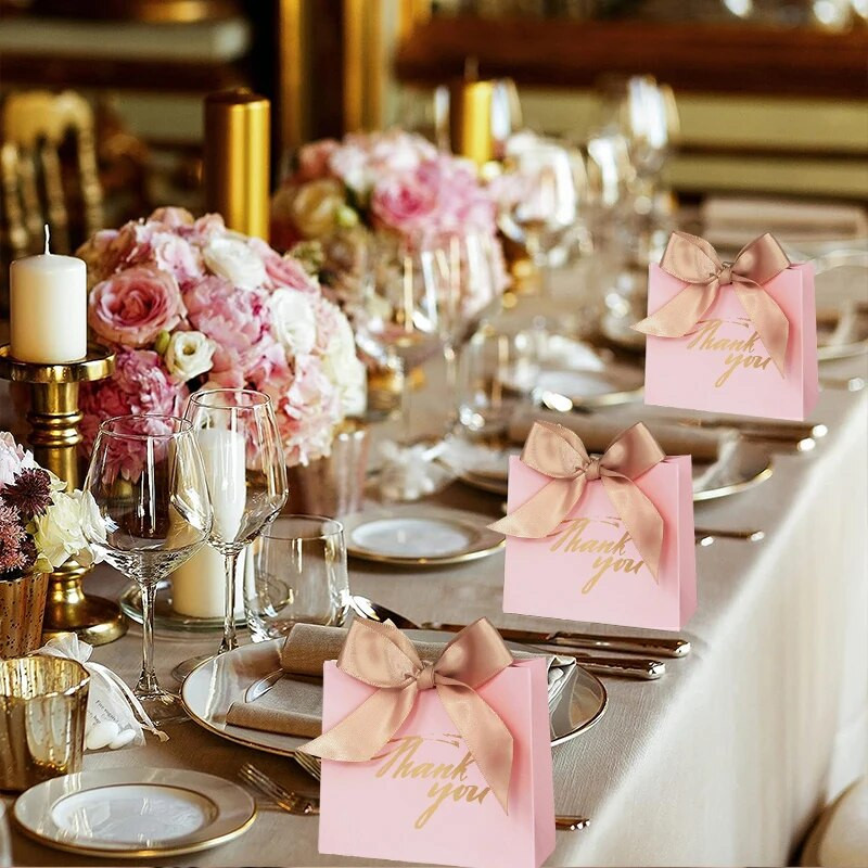 5/10 vnt. Dėkojame saldainių dėžutė su kaspinu Vestuvių dovanoms Šokoladinė dovanų dėžutė svečiams Kalėdų kūdikių vakarėlio gimtadienio dekoracija