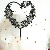 Love Wedding Cake Topper Acrylic Flowers Garland Heart Cupcake Topper For Wedding Party Birthday Cake Decorations Baby Shower