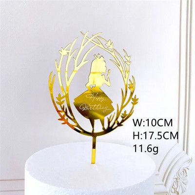 Cute Butterfly Happy Birthday Cake Topper Golden Fairy Girls Acrylic Birthday Party Cake Topper for Baby Shower Cake Decorations