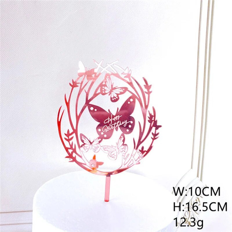 Mielas drugelio apmušalas su gimtadieniu tortui Auksinės fėjos mergaičių akrilinis gimtadienio torto papuošalas, skirtas kūdikių vakarėliui papuošti