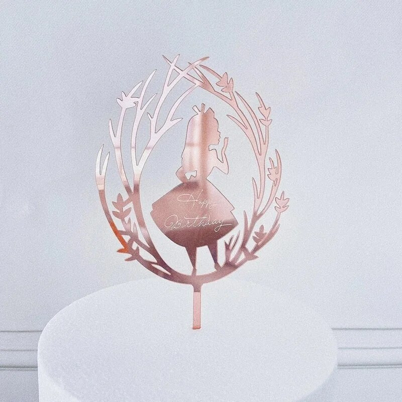 Mielas drugelio apmušalas su gimtadieniu tortui Auksinės fėjos mergaičių akrilinis gimtadienio torto papuošalas, skirtas kūdikių vakarėliui papuošti