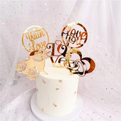New Love Wedding Cake Topper Ακρυλικό χρυσό κόκκινο δαχτυλίδι Cupcake Toppers For Anniversary Wedding Party Cake Desserts