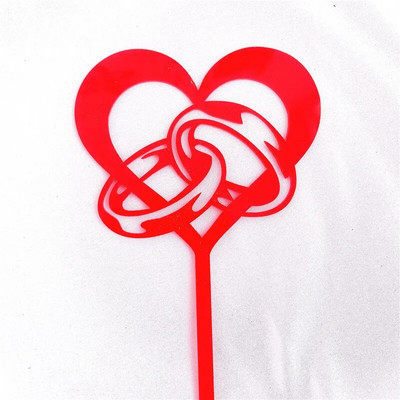 New Love Wedding Cake Topper Ακρυλικό χρυσό κόκκινο δαχτυλίδι Cupcake Toppers For Anniversary Wedding Party Cake Desserts
