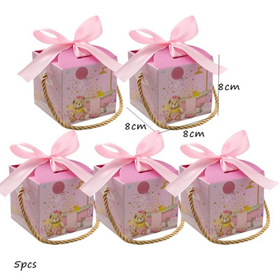1 πακέτο Bear Cookie Candy Bags Μπλε ροζ χάρτινα κουτιά για παιδιά Είδη συσκευασίας δώρου Διακοσμήσεις για πάρτι γενεθλίων Baby Shower