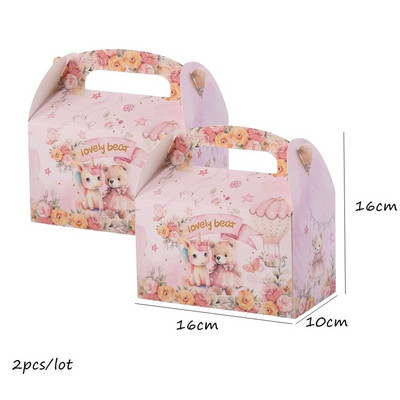 1 πακέτο Bear Cookie Candy Bags Μπλε ροζ χάρτινα κουτιά για παιδιά Είδη συσκευασίας δώρου Διακοσμήσεις για πάρτι γενεθλίων Baby Shower