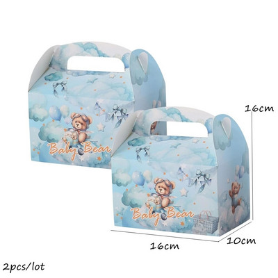 1 πακέτο Bear Cookie Candy Bags Μπλε ροζ χάρτινα κουτιά για παιδιά Είδη συσκευασίας δώρου Διακοσμήσεις για πάρτι γενεθλίων Baby Shower