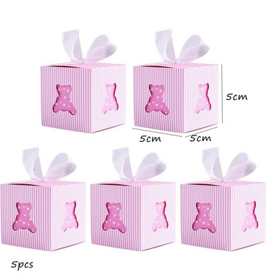 1 πακέτο Bear Cookie Candy Bags Μπλε ροζ χάρτινα κουτιά για παιδιά Είδη συσκευασίας δώρου Διακοσμήσεις για πάρτι γενεθλίων Baby Shower