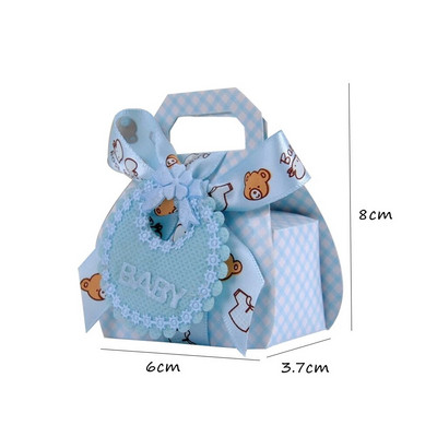 1 πακέτο Bear Cookie Candy Bags Μπλε ροζ χάρτινα κουτιά για παιδιά Είδη συσκευασίας δώρου Διακοσμήσεις για πάρτι γενεθλίων Baby Shower