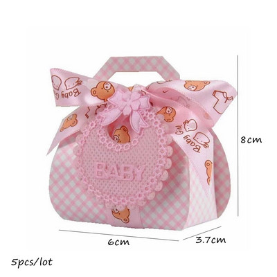 1 πακέτο Bear Cookie Candy Bags Μπλε ροζ χάρτινα κουτιά για παιδιά Είδη συσκευασίας δώρου Διακοσμήσεις για πάρτι γενεθλίων Baby Shower