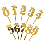 Gold Numbers Happy Birthday Cake Topper Anniversary Acrylic Cupcake Topper for Wedding Birthday Cake Topper 6x18cm