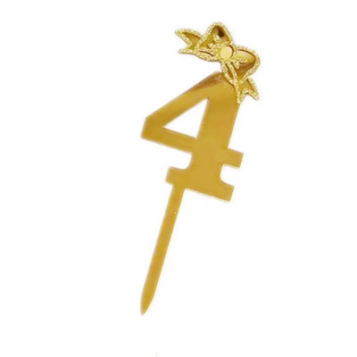 Gold Numbers Happy Birthday Cake Topper Anniversary Acrylic Cupcake Topper for Wedding Birthday Cake Topper 6x18cm