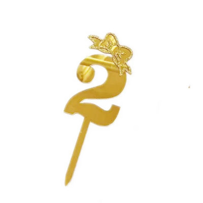 Gold Numbers Happy Birthday Cake Topper Anniversary Acrylic Cupcake Topper for Wedding Birthday Cake Topper 6x18cm