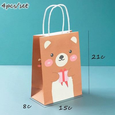 Cartoon Bear Candy Bags Cute Bear κουτιά μπισκότων για παιδιά με θέμα αρκουδάκι Διακοσμήσεις για πάρτι γενεθλίων DIY Συσκευασία ψησίματος Προμήθειες δώρου