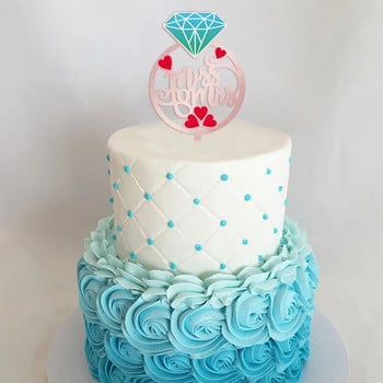 Miss To Mrs Diamond Акрилен топер за торта от розово злато Bride to be Engagement Cake Topper за декорации за годишнина от сватба