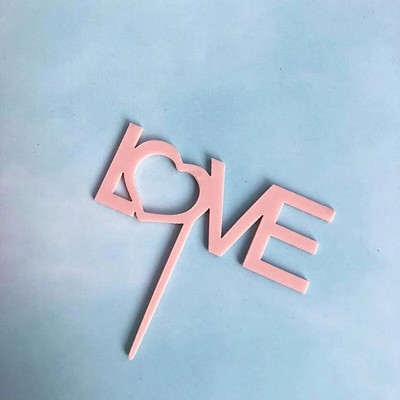 5 τμχ Ακρυλικό κάλυμμα γαμήλιας τούρτας Gold Love Cute Heart Pink Cupcake Topper Για Παιδικό Γάμο Διακοσμήσεις τούρτας για πάρτι γενεθλίων μωρού
