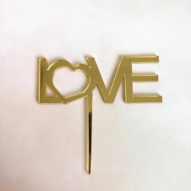 5 vnt akrilo vestuvinio torto dangtelis Auksinis Meilė mielas širdies rausvas keksų kepurėlis skirtas vestuviniams vaikams Kūdikio gimtadienio torto papuošimui