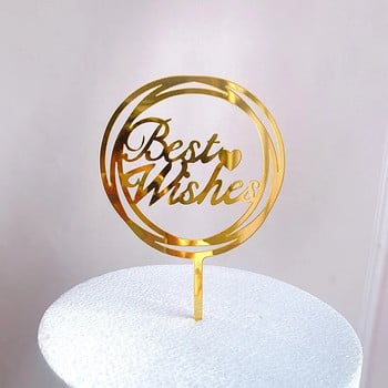 INS New Thank You Wedding Cake Topper Gold Най-добри пожелания Честит рожден ден Акрилен топер за торта за рожден ден Декорации за торта