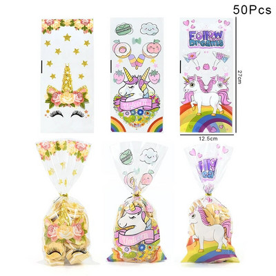 50 τμχ Unicorn Party Cookie Candy Τσάντα δώρου Γοργόνα Μονόκερος Θέμα Διακόσμηση πάρτι γενεθλίων Παιδικό κορίτσι Βρεφικό ντους προμήθειες γάμου