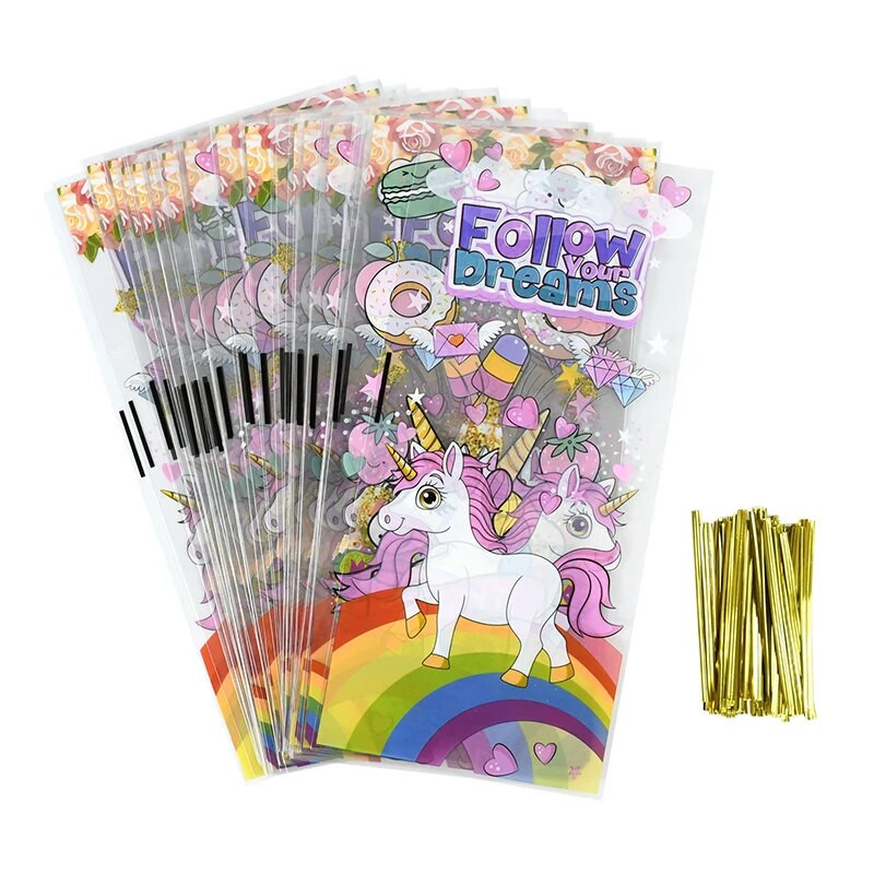 50 vnt Vienaragio vakarėlio sausainių saldainių dovanų maišelis Undinė vienaragis teminis gimtadienio vakarėlio dekoravimas vaikams mergaičių kūdikių dušo reikmenys vestuvėms