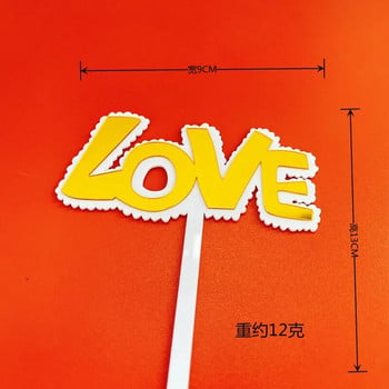 INS New Love Wedding Cake Topper Gold Red Happy Valentine\'s Day Heart Cake Topper for Wedding Birthday Party Cake Decorations