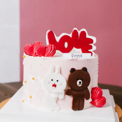 INS New Love Esküvői Tortafedő Arany Piros Boldog Valentin-napot Szíves tortafedő esküvői születésnapi tortadíszekhez