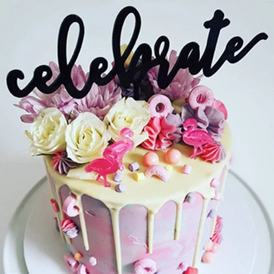 Νέο INS Celebrate Cake Topper Χρυσό Μαύρο Ακρυλικό Γενέθλια Topper Cupcake γάμου για αποφοίτηση Συγχαρητήρια Διακοσμήσεις τούρτας για πάρτι