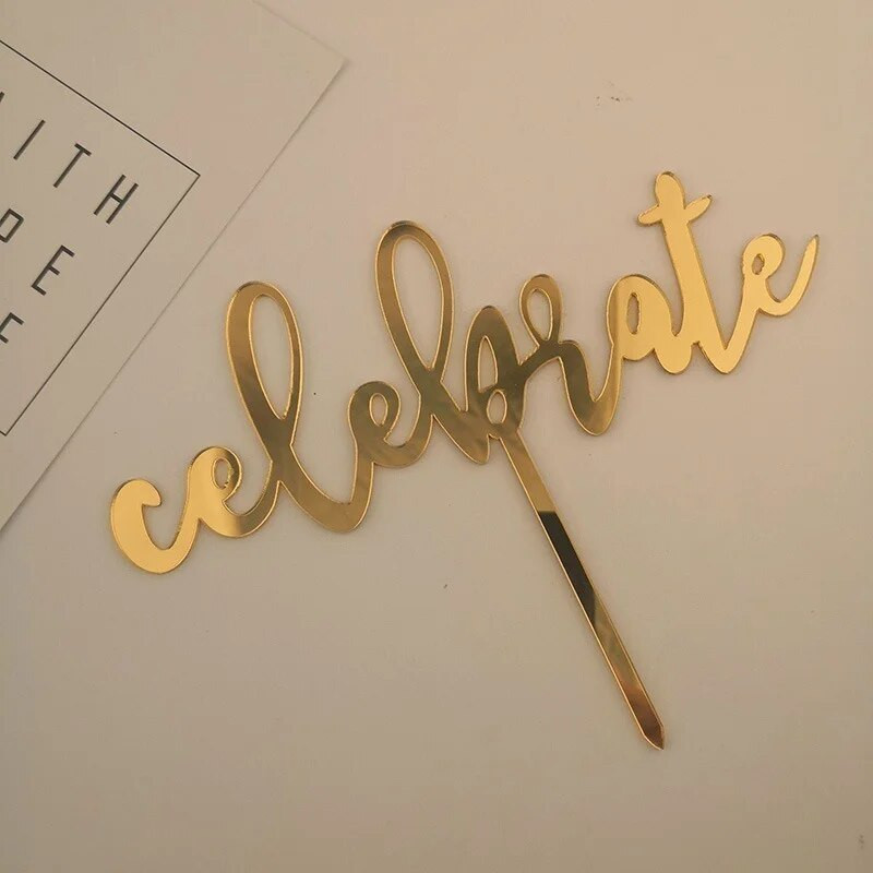 Naujas INS Celebrate torto užpilas Auksinis juodas akrilinis gimtadienio vestuvių pyrago pyragas išleistuvėms Sveikinimai vakarėlio tortų papuošimai