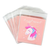 100 τμχ Τσάντες μπισκότων Unicorn Candy Πλαστικά αυτοκόλλητα μπισκότα Τσάντα συσκευασίας δώρου Παιδικά γάμου Unicorn Προμήθειες για πάρτι γενεθλίων
