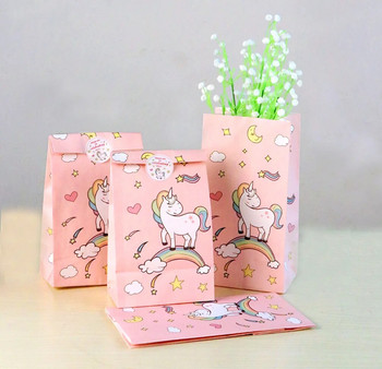 12 ΤΕΜ. Θέμα Unicorn Custom Make Kraft Paper Bag Paper Food Bag for Party Supplies