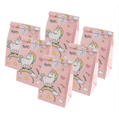 12 ΤΕΜ. Θέμα Unicorn Custom Make Kraft Paper Bag Paper Food Bag for Party Supplies