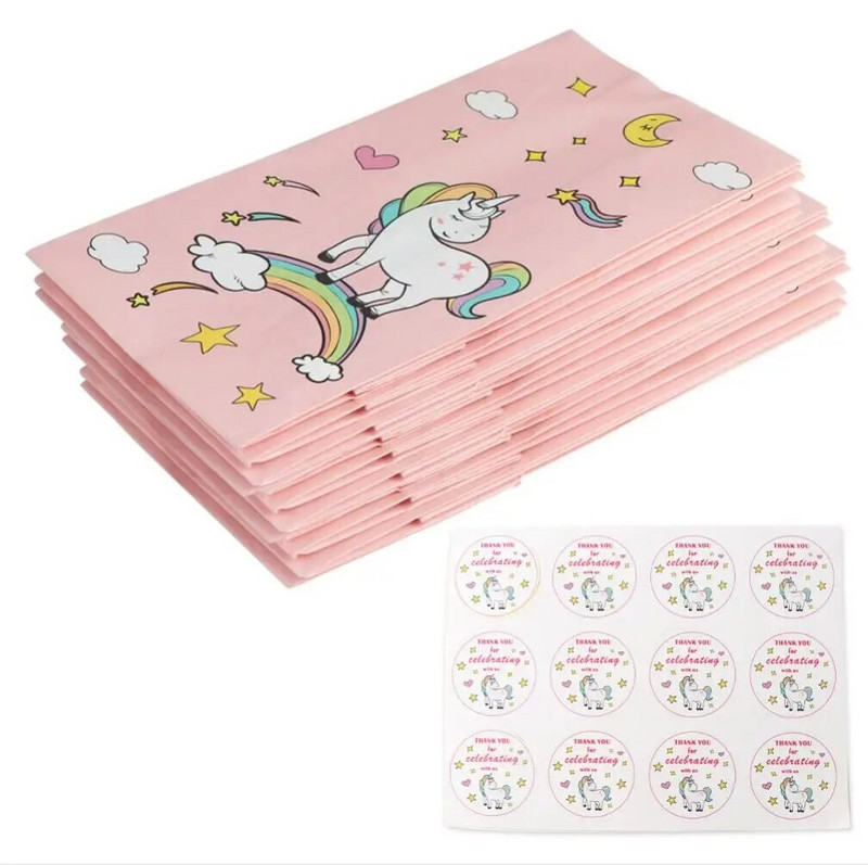 12 vnt Vienaragio temos Pagal užsakymą pagamintas kraftpopierinis maišelis Popierinis maisto maišelis vakarėlio reikmenims