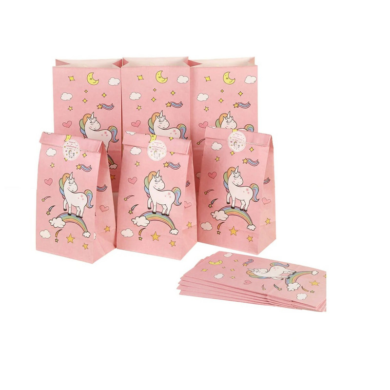 12 vnt Vienaragio temos Pagal užsakymą pagamintas kraftpopierinis maišelis Popierinis maisto maišelis vakarėlio reikmenims