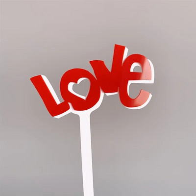 Νέο ακρυλικό κάλυμμα κέικ γάμου Love Red pink ακρυλικό κάλυμμα cupcake για κορίτσια γάμου Διακοσμήσεις τούρτας γενεθλίων για μωρά