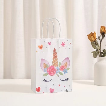 6Pcs Cartoon Unicorn Theme Kraft Paper Party Gift Packaging Bag Baby Shower Party Goody Treat Bag Детска украса за рожден ден