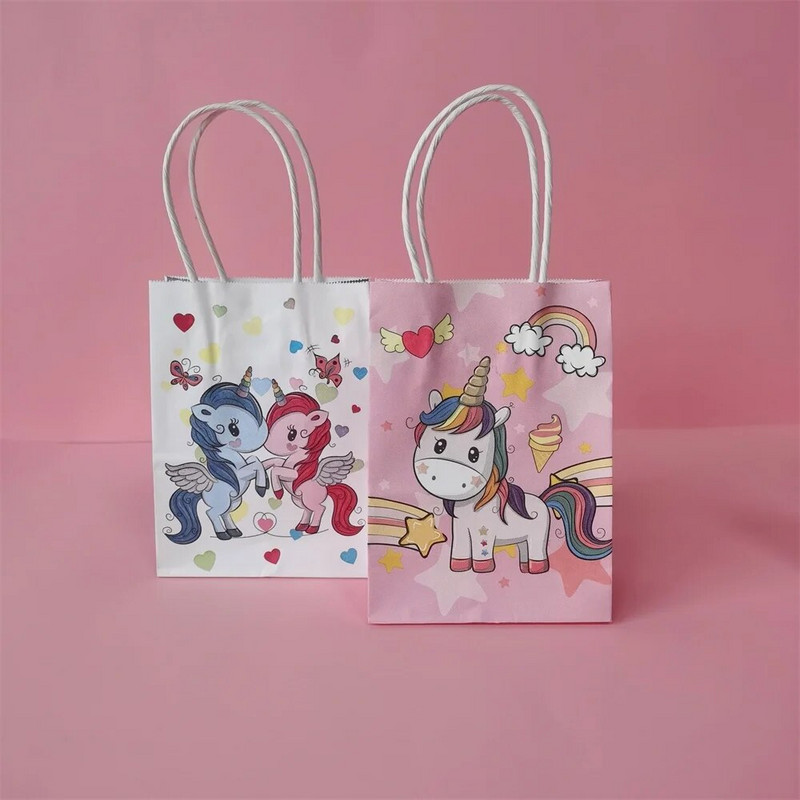 Vienaragio kraftpopieriaus dovanų maišelio maišelis Šokoladiniai saldainiai Pakavimo maišeliai sausainiams Vienaragis Gimtadienio dekoracijos Vaikų dušas