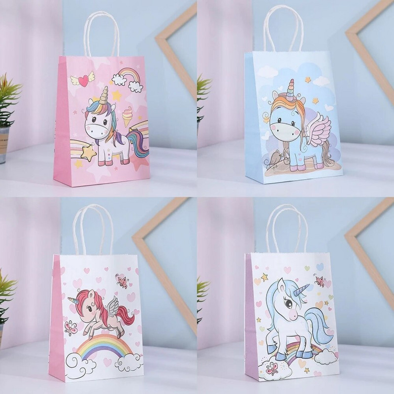 Vienaragio kraftpopieriaus dovanų maišelio maišelis Šokoladiniai saldainiai Pakavimo maišeliai sausainiams Vienaragis Gimtadienio dekoracijos Vaikų dušas