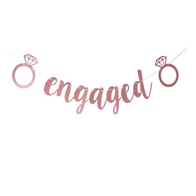 Aukso blizgučiai romantiška sužadėtuvių reklaminė juosta, skirta mergvakario sužadėtuvių dekoravimui