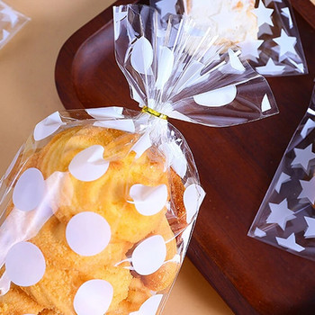 10 бр. Торбички за бисквитки с бели точки Прозрачни торбички за бонбони, бисквити, пуканки, Опаковъчна торбичка, Опаковка на инструменти за сладкиши, Консумативи за сватбено тържество