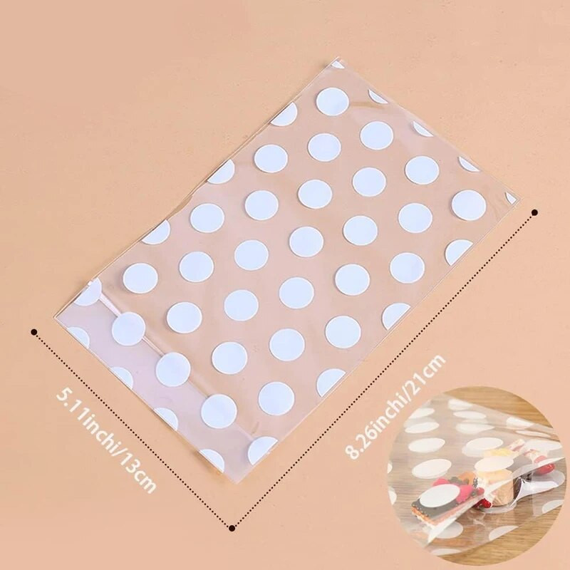 10 vnt. baltų taškelių sausainių maišeliai permatomi saldainiai sausainiai, kukurūzų spragėsių maišeliai, pakavimo maišeliai, tešlos įrankiai, įvyniojami vestuvių vakarėlio reikmenys